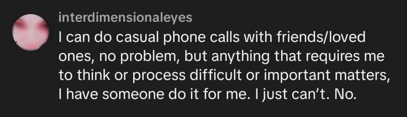 Person discussing phone fear